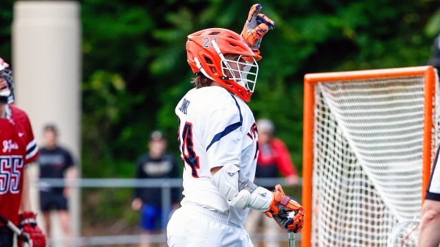 Virginia's Payton Cormier sets the NCAA career goals record in the Cavaliers' first-round win over Saint Joseph's.
